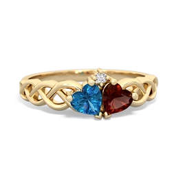 London Topaz Heart To Heart Braid 14K Yellow Gold ring R5870