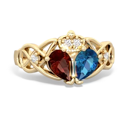 London Topaz 'One Heart' Celtic Knot Claddagh 14K Yellow Gold ring R5322