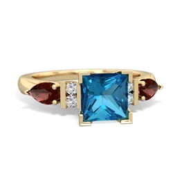 London Topaz 6Mm Princess Eternal Embrace Engagement 14K Yellow Gold ring C2002