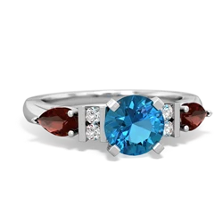 London Topaz 6Mm Round Eternal Embrace Engagement 14K White Gold ring R2005