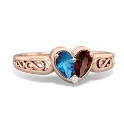 London Topaz Filligree 'One Heart' 14K Rose Gold ring R5070