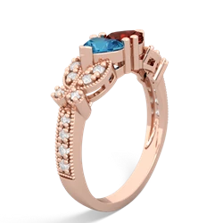 London Topaz Diamond Butterflies 14K Rose Gold ring R5601