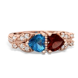 London Topaz Diamond Butterflies 14K Rose Gold ring R5601