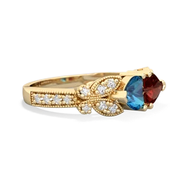 London Topaz Diamond Butterflies 14K Yellow Gold ring R5601