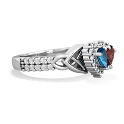 London Topaz Celtic Knot Two Hearts As One 14K White Gold ring R2644HRT