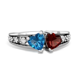 London Topaz Heart To Heart 14K White Gold ring R3342