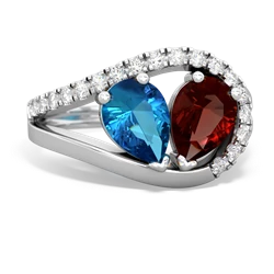 London Topaz Nestled Heart Keepsake 14K White Gold ring R5650