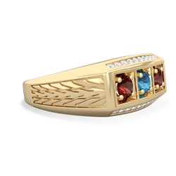 London Topaz Three Stone Tire Tread Men's 14K Yellow Gold ring R0520