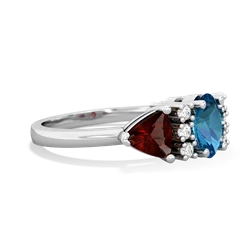 London Topaz Antique Style Three Stone 14K White Gold ring R2186