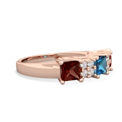 London Topaz Three Stone Diamond Cluster 14K Rose Gold ring R2592