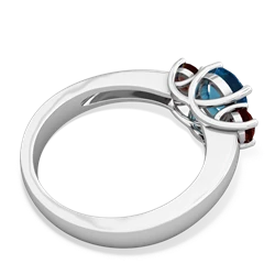 London Topaz Three Stone Round Trellis 14K White Gold ring R4018