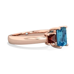 London Topaz Three Stone Emerald-Cut Trellis 14K Rose Gold ring R4021