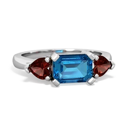 London Topaz Three Stone 14K White Gold ring R5235