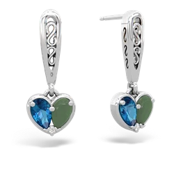 London Topaz Filligree Heart 14K White Gold earrings E5070