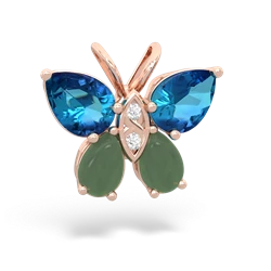 London Topaz Butterfly 14K Rose Gold pendant P2215