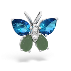 London Topaz Butterfly 14K White Gold pendant P2215