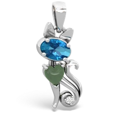 London Topaz Kitten 14K White Gold pendant P5780