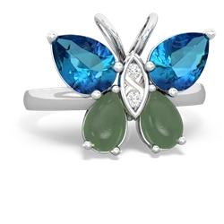 London Topaz Butterfly 14K White Gold ring R2215