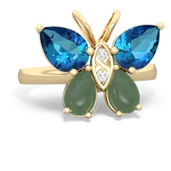 London Topaz Butterfly 14K Yellow Gold ring R2215