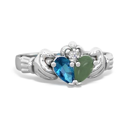 London Topaz 'Our Heart' Claddagh 14K White Gold ring R2388