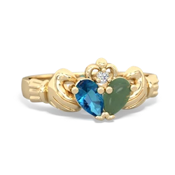 London Topaz 'Our Heart' Claddagh 14K Yellow Gold ring R2388