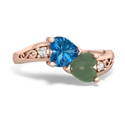 London Topaz Snuggling Hearts 14K Rose Gold ring R2178