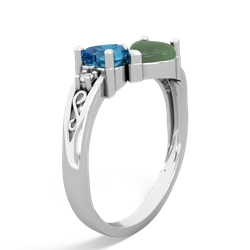 London Topaz Snuggling Hearts 14K White Gold ring R2178