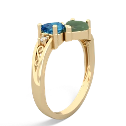 London Topaz Snuggling Hearts 14K Yellow Gold ring R2178