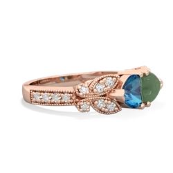 London Topaz Diamond Butterflies 14K Rose Gold ring R5601