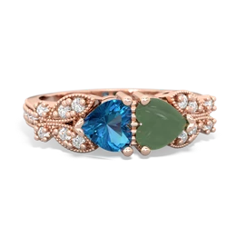 London Topaz Diamond Butterflies 14K Rose Gold ring R5601