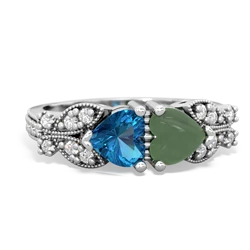 London Topaz Diamond Butterflies 14K White Gold ring R5601