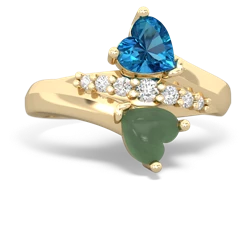 London Topaz Heart To Heart 14K Yellow Gold ring R2064