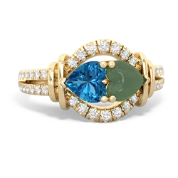 London Topaz Art-Deco Keepsake 14K Yellow Gold ring R5630