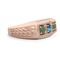 London Topaz Three Stone Tire Tread Men's 14K Rose Gold ring R0520