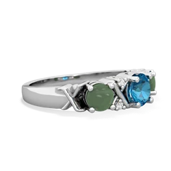 London Topaz Hugs And Kisses 14K White Gold ring R5016