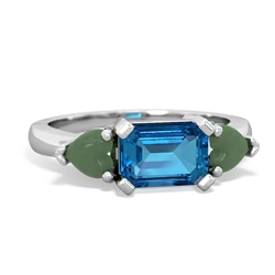 London Topaz Three Stone 14K White Gold ring R5235