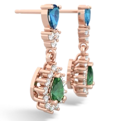 London Topaz Halo Pear Dangle 14K Rose Gold earrings E1882