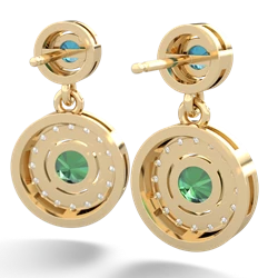 London Topaz Halo Dangle 14K Yellow Gold earrings E5319