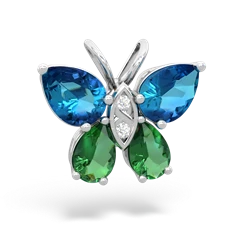 London Topaz Butterfly 14K White Gold pendant P2215