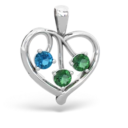 London Topaz Glowing Heart 14K White Gold pendant P2233