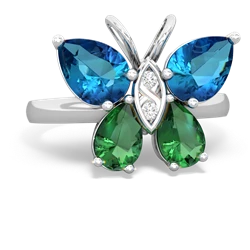 London Topaz Butterfly 14K White Gold ring R2215