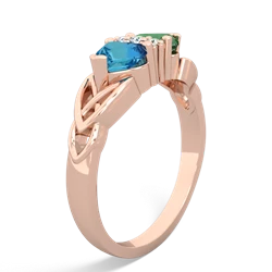 London Topaz Celtic Knot Double Heart 14K Rose Gold ring R5040