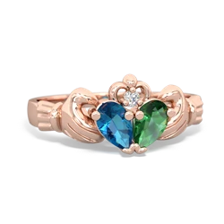 London Topaz 'Our Heart' Claddagh 14K Rose Gold ring R2388