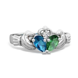 London Topaz 'Our Heart' Claddagh 14K White Gold ring R2388