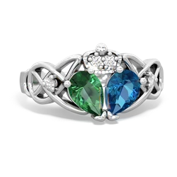 London Topaz 'One Heart' Celtic Knot Claddagh 14K White Gold ring R5322