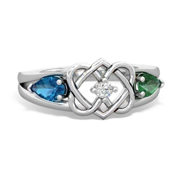 London Topaz Hearts Intertwined 14K White Gold ring R5880