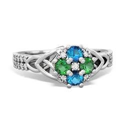 London Topaz Celtic Knot Cluster Engagement 14K White Gold ring R26443RD