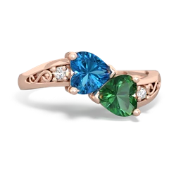 London Topaz Snuggling Hearts 14K Rose Gold ring R2178