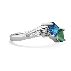 London Topaz Snuggling Hearts 14K White Gold ring R2178