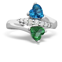 London Topaz Heart To Heart 14K White Gold ring R2064